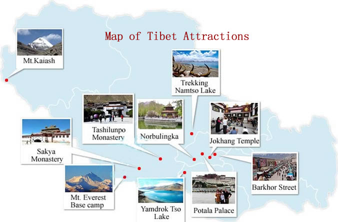 Map of Tibet Attractions