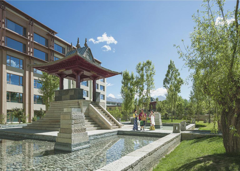 Beautiful garden of Shangri-La Hotel Lhasa