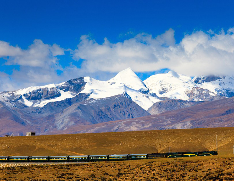 Snow-Capped Mountains along the Golmud-Lhasa Railway