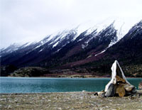 Ranwu Lake with Snow Mountains around the side