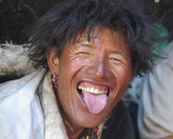 Sticking Out Tongue to Show Respect