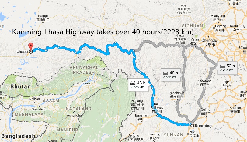 Highway Route to Lhasa From Yunnan Yunnan Tibet Railway