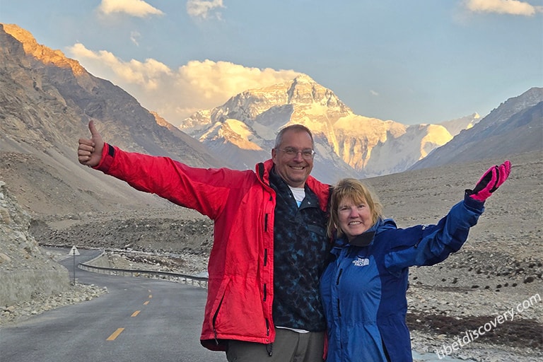 Our guests enjoy the sunlit golden peaks of Mount Everest in 2024