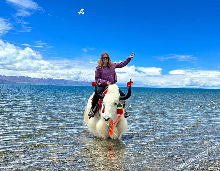 Our Guest Megan Visiting Namtso Lake in June Our Guest Megan Visiting Namtso Lake in June