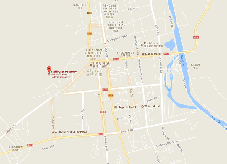 Tashilhunpo Monastery Location Map
