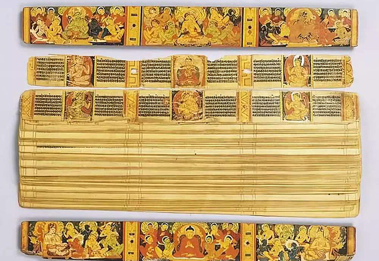 Sanskrit Borassus Scripture Tibet Museum