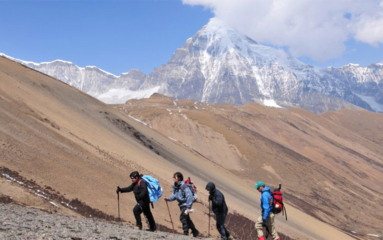 Climbing over a pass during Chomolhari Trek Bhutan Trekking 2021/2022