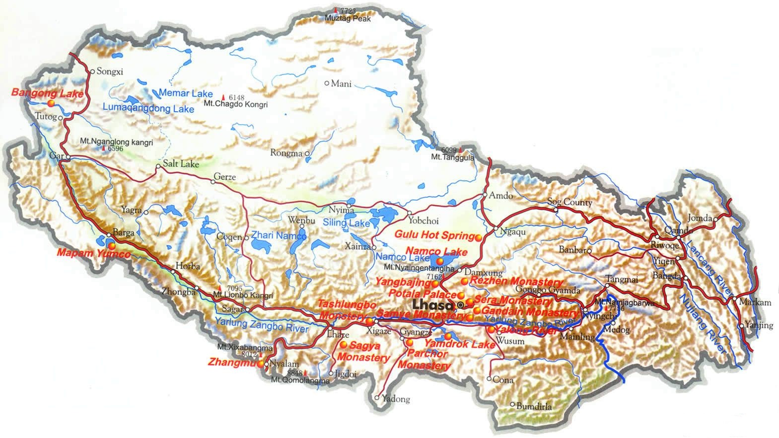 tibet travel map
