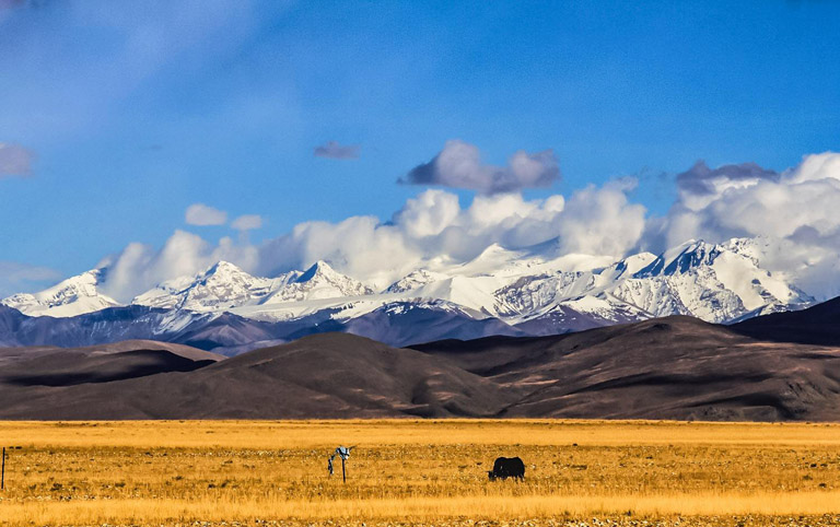 Tibet Plateau Landscape along Kathmandu Lhasa Overlanding