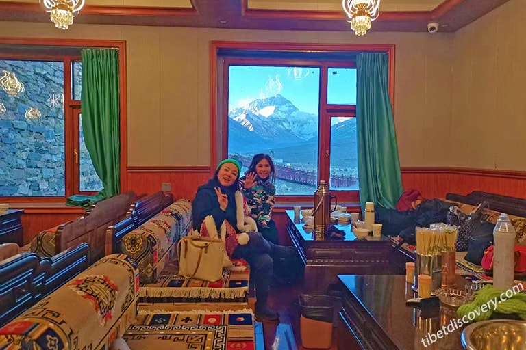 Dining Room in Rongbuk Monastery Guesthouse with Everest View