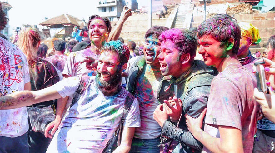 Tourists are enjoying the local Sa Paru Festival in Nepal
