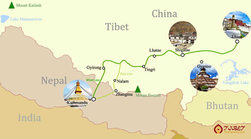 China Nepal Friendship Highway Route Map