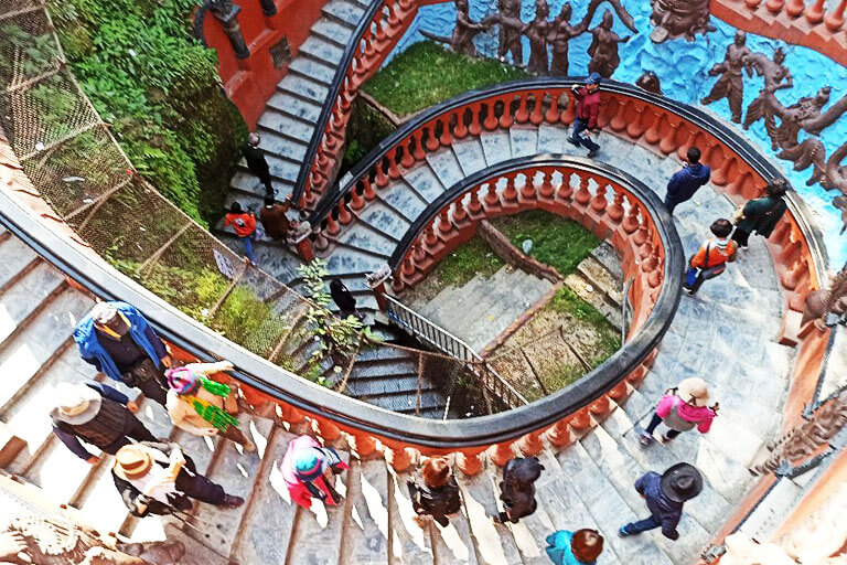 Colorful Staircases down to Gupteswar Gupha Pokhara Things to Do 2020