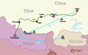 Tibet Bhutan Tour Map Tibet Bhutan Tour Map