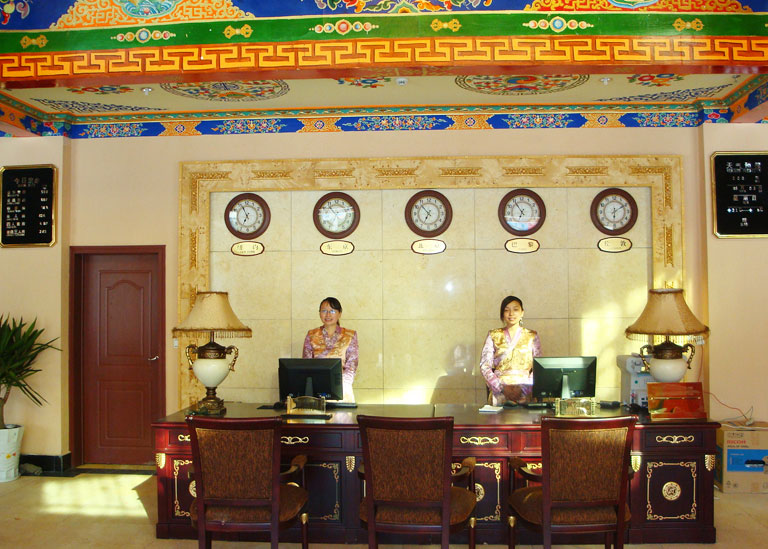 Front desk of Zanglong Hotel