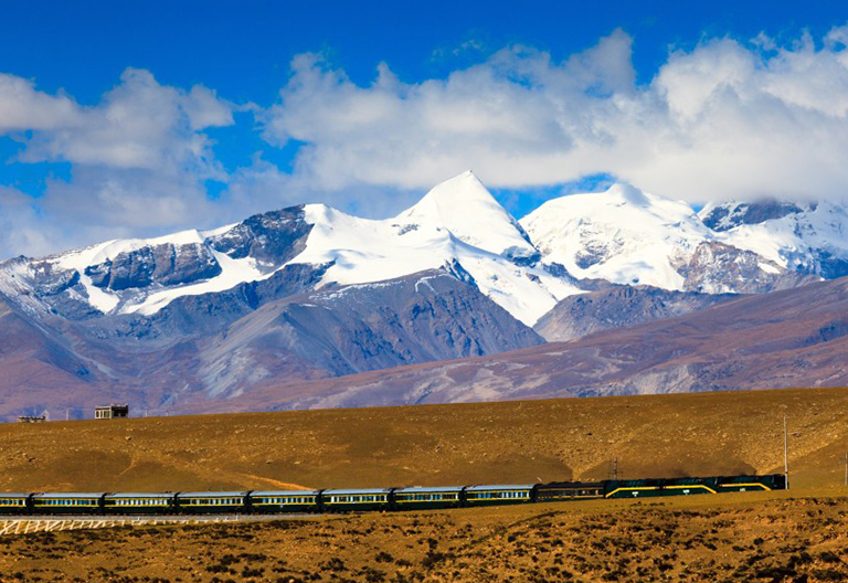 Snow-Capped Tanggula Mountains along the Qinghai Tibet Railway