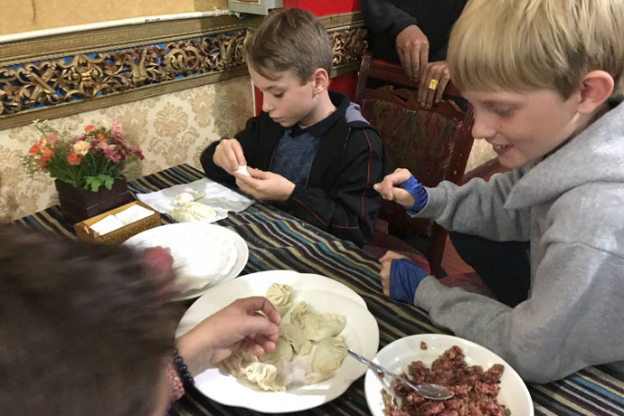 Kids are making Tibet Yak Momo