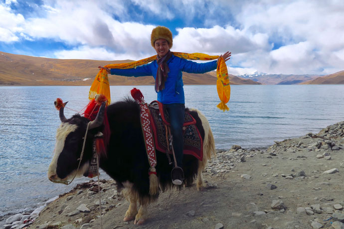 Jeff is riding a Yake in Namtso